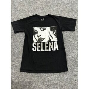 Selena T-Shirt Womens Size S Black Graphic Portrait Short Sleeve Cotton Tee